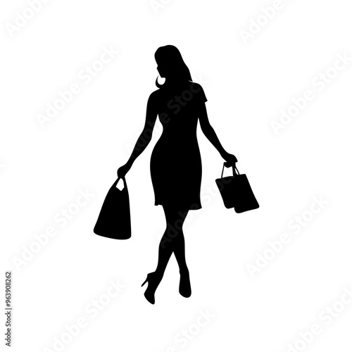 black friday shopping svg vector,silhouette of a woman with shopping bags