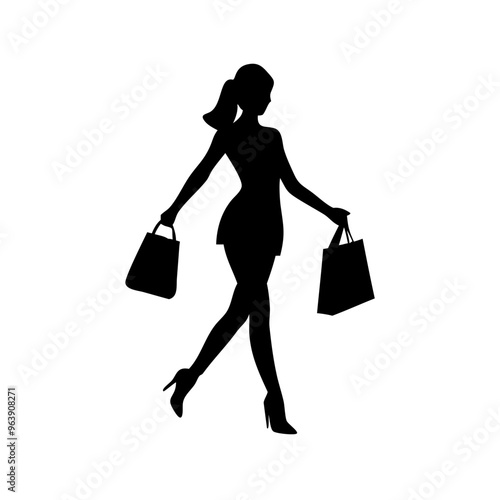 black friday shopping svg vector,silhouette of a woman with shopping bags