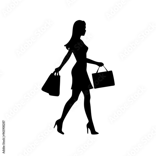 black friday shopping svg vector,silhouette of a woman with shopping bags