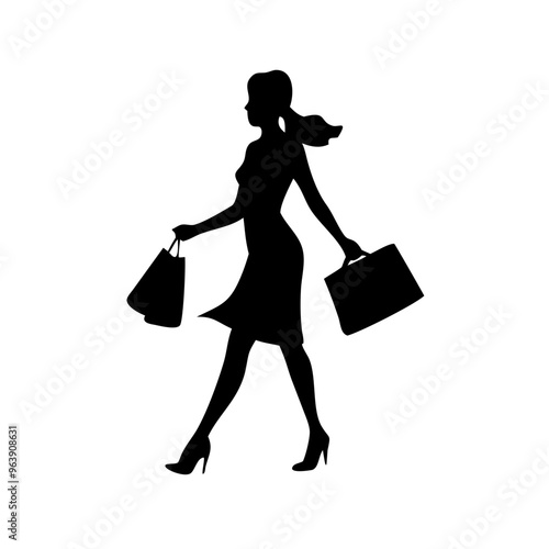 black friday shopping svg vector,silhouette of a woman with shopping bags