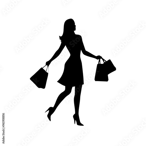 black friday shopping svg vector,silhouette of a woman with shopping bags
