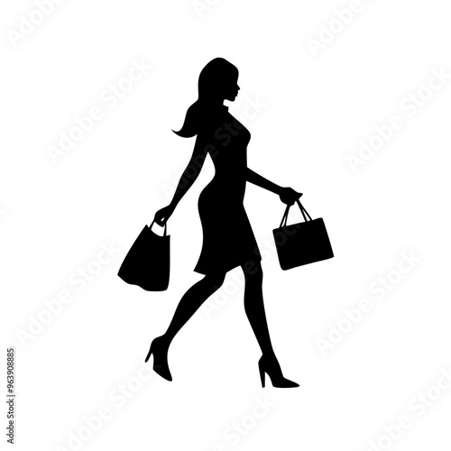black friday shopping svg vector,silhouette of a woman with shopping bags