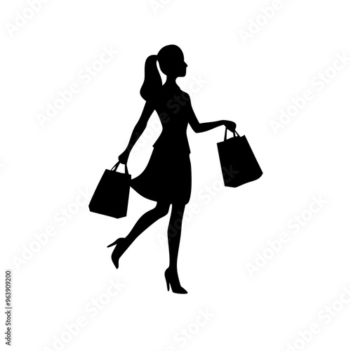 black friday shopping svg vector,silhouette of a woman with shopping bags