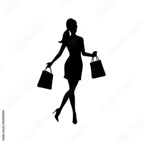 black friday shopping svg vector,silhouette of a woman with shopping bags