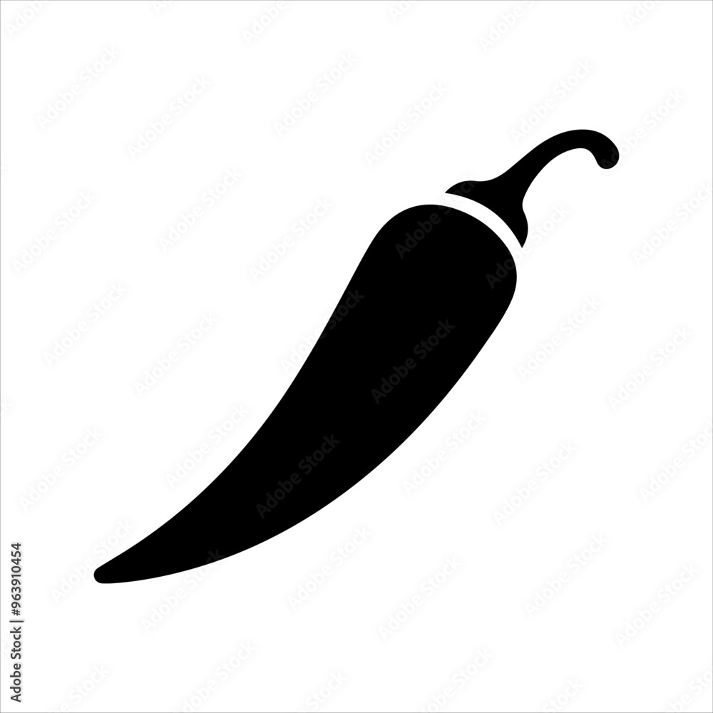 Black chili pepper silhouette vector illustration design on white background. Black chili pepper silhouette vector illustration design on white background.