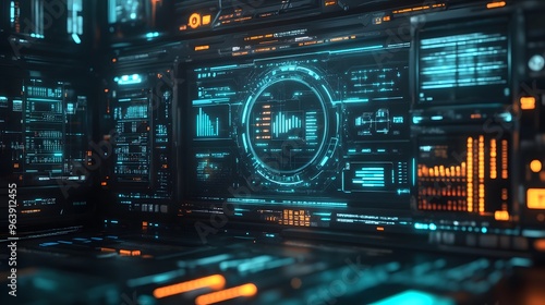 A Futuristic Computer-Themed Wallpaper Featuring a Sleek Digital Interface