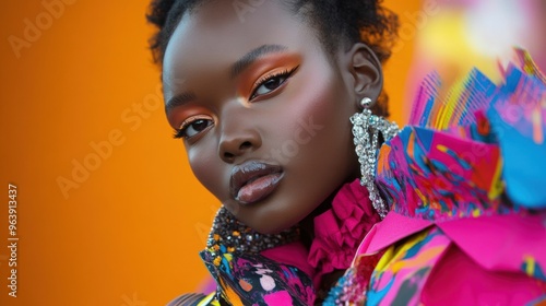 Captivating Afro Centric Beauty Portrait in Vibrant Hues photo