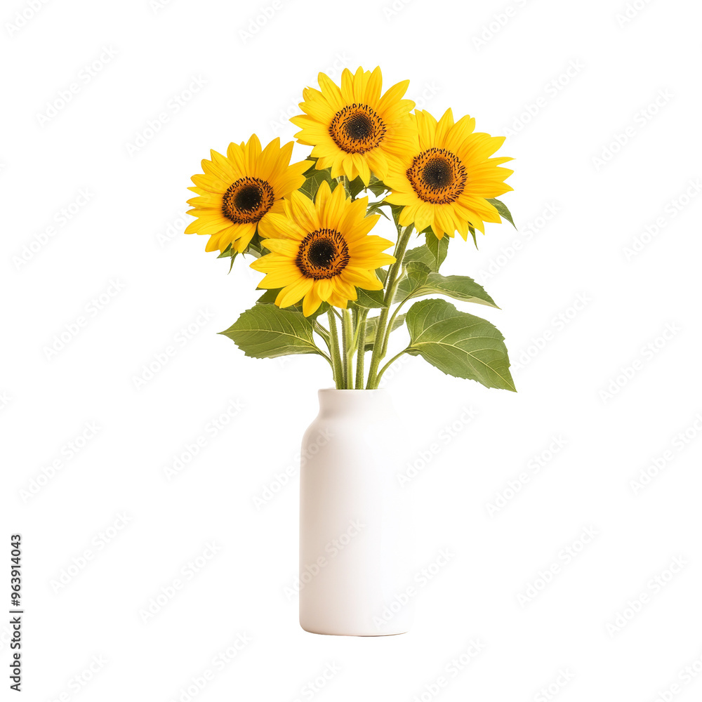 Obraz premium Sunflowers in White Vase