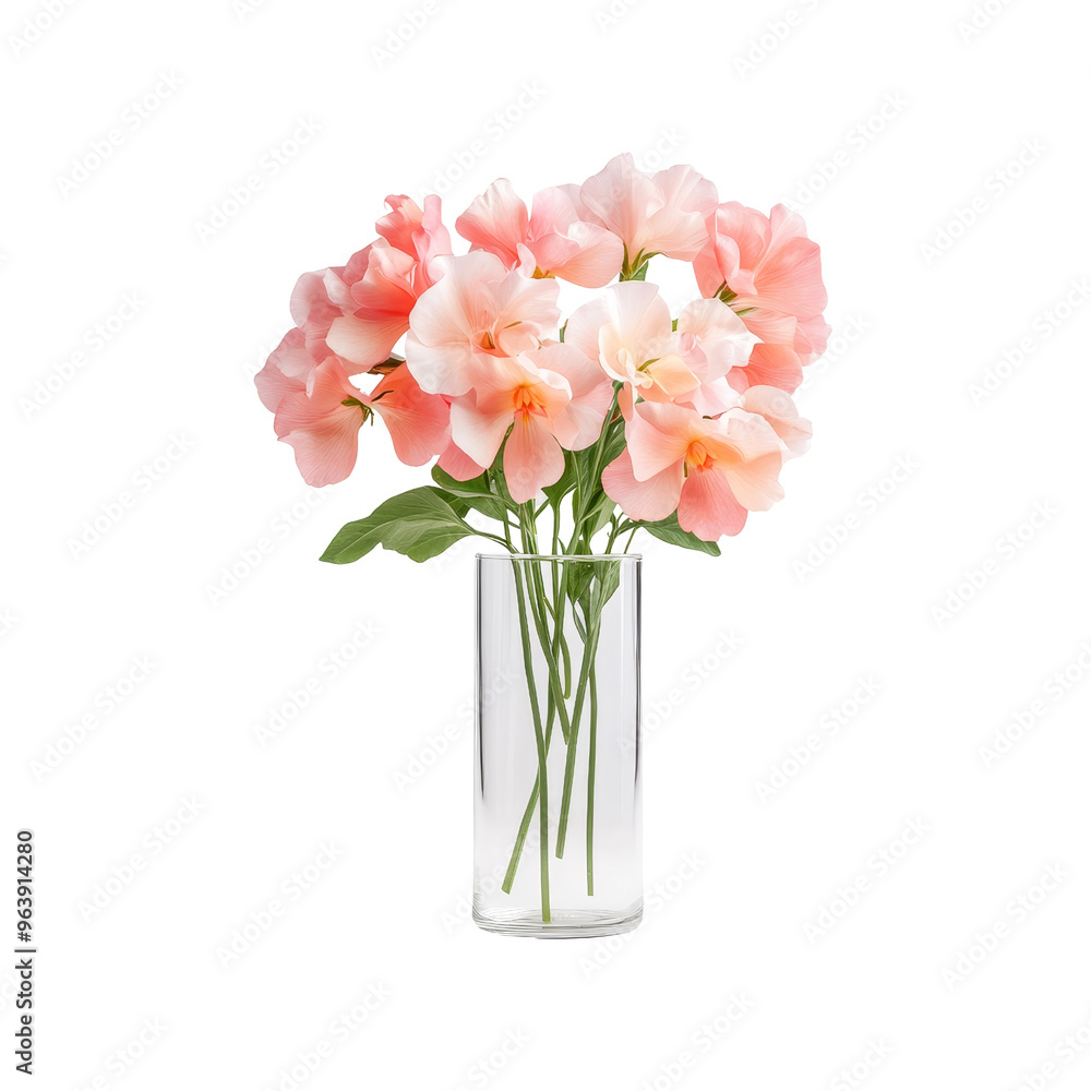 Pink Flowers in Glass Vase Pink Flowers in Glass Vase