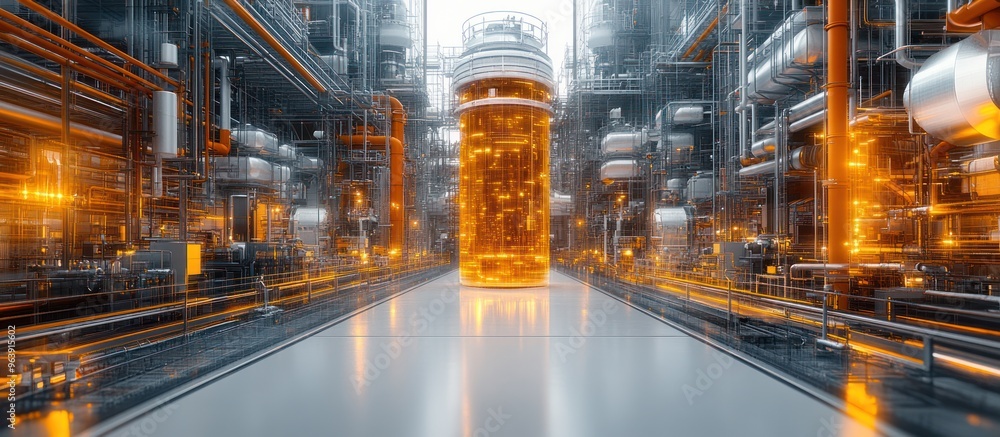 Industrial Architecture with Glowing Core Industrial Architecture with Glowing Core