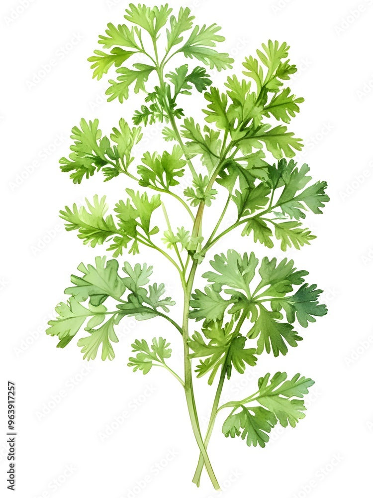 Parsley Watercolor Herb Leaves Plants Illustration Parsley Watercolor Herb Leaves Plants Illustration