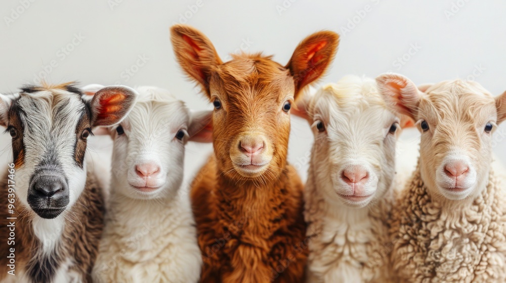 Charming Collection of Farm Animals on White Background Charming Collection of Farm Animals on White Background