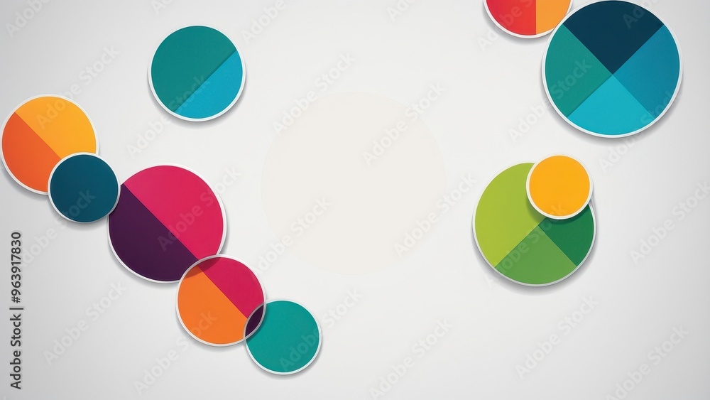 Abstract design featuring colorful circles on a light background. Abstract design featuring colorful circles on a light background.