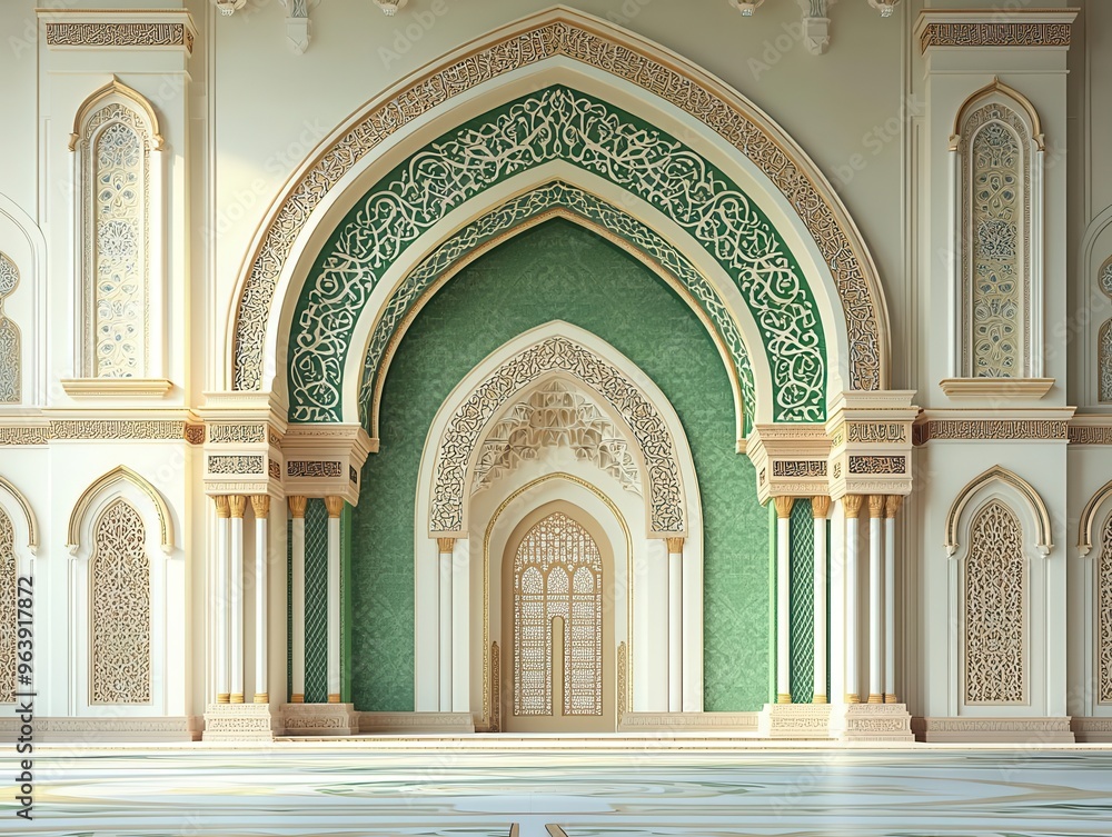 Obraz premium Luxurious mosque interior wall in green