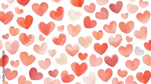 Wallpaper Mural Watercolor Hearts Pattern Seamless Background Valentine s Day Love Romance Torontodigital.ca