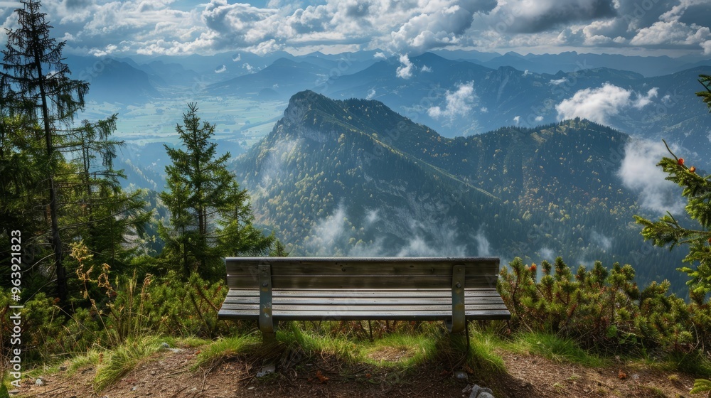 bench on the blomberg mountain in bavaria bench on the blomberg mountain in bavaria