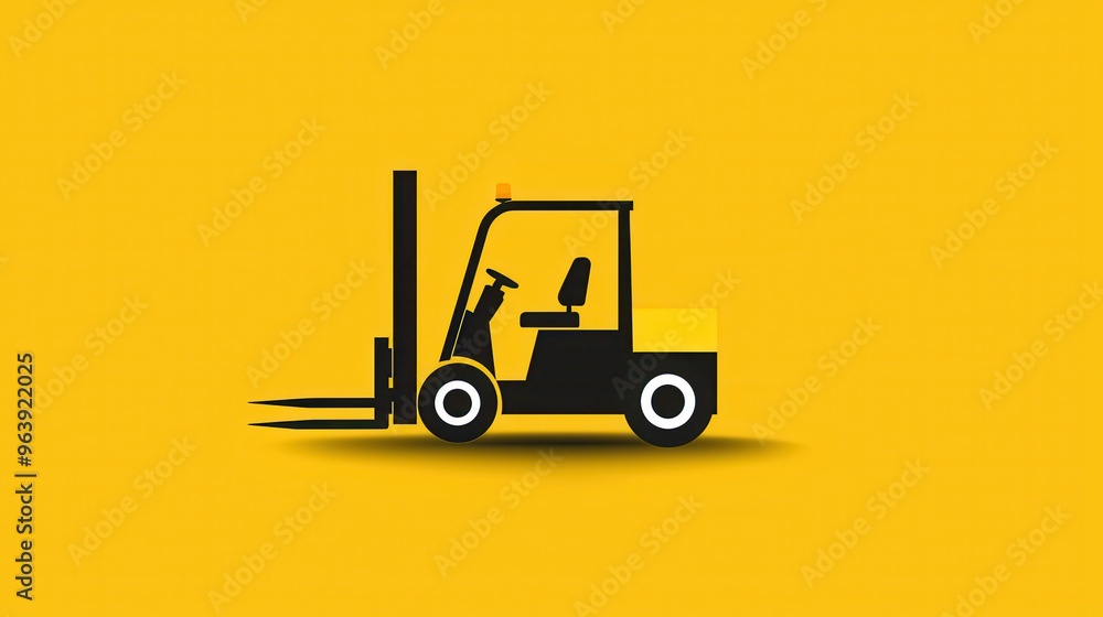 Fototapeta premium Forklift Icon on Yellow Background