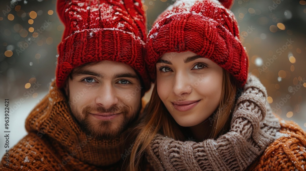 Cute Red Corgi Dogs in Winter Hats Sitting Together in Snowy Park for a Walk on a Snowy Day Cute Red Corgi Dogs in Winter Hats Sitting Together in Snowy Park for a Walk on a Snowy Day