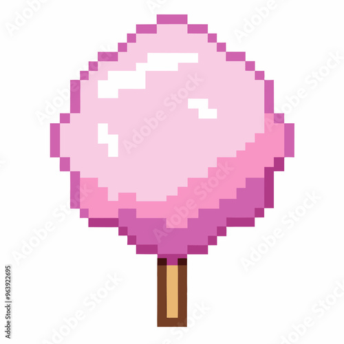 Retro Pixel Art Cotton Candy Illustration for Nostalgic Game inspired Designs