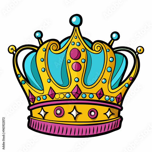 Vibrant Cartoon Crown Illustration Royalty, Luxury, and Whimsy in Art Design