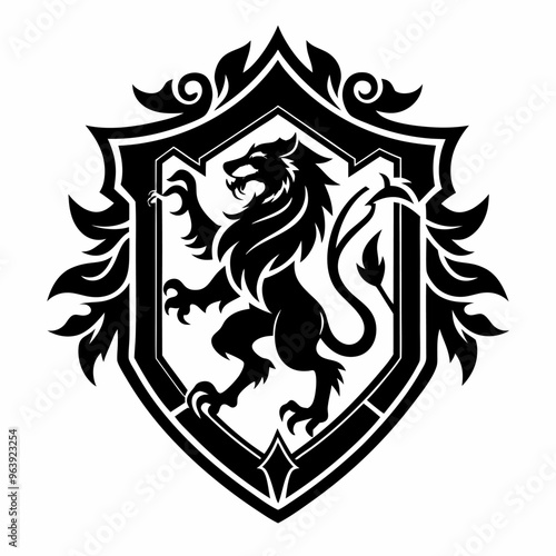 Regal Heraldic Lion Crest Design for Emblematic Identity and Noble Aesthetic ry