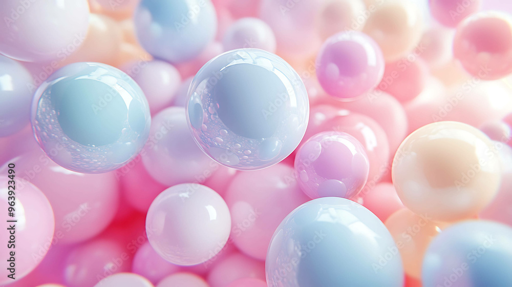 Close-up of pastel colored spheres. Close-up of pastel colored spheres.