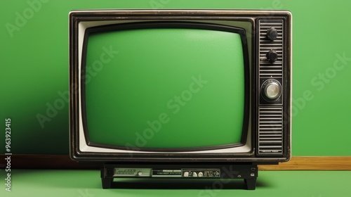 Vintage Television with Green Screen