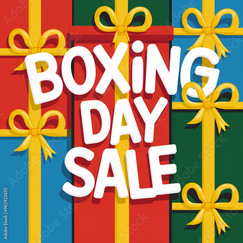 Festive Boxing Day celebration design featuring gift box with dynamic style

