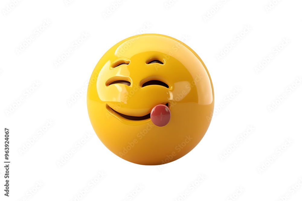 Fototapeta premium 3D Emoji with Tongue Out, Funny Face, Cheerful, Happy, Joyful. Isolated on transparent background