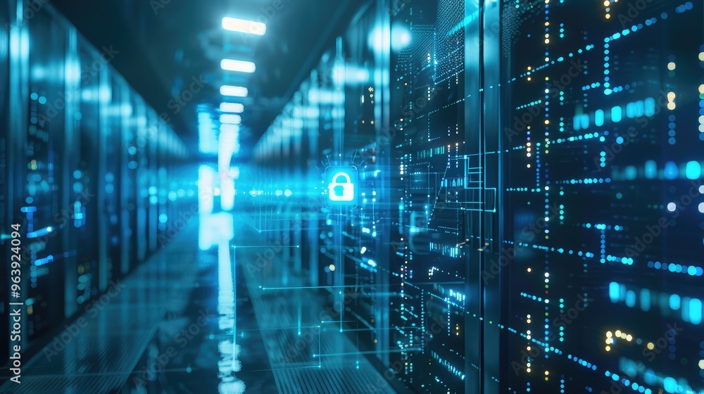 Futuristic Data Center with Enhanced Security Features Futuristic Data Center with Enhanced Security Features