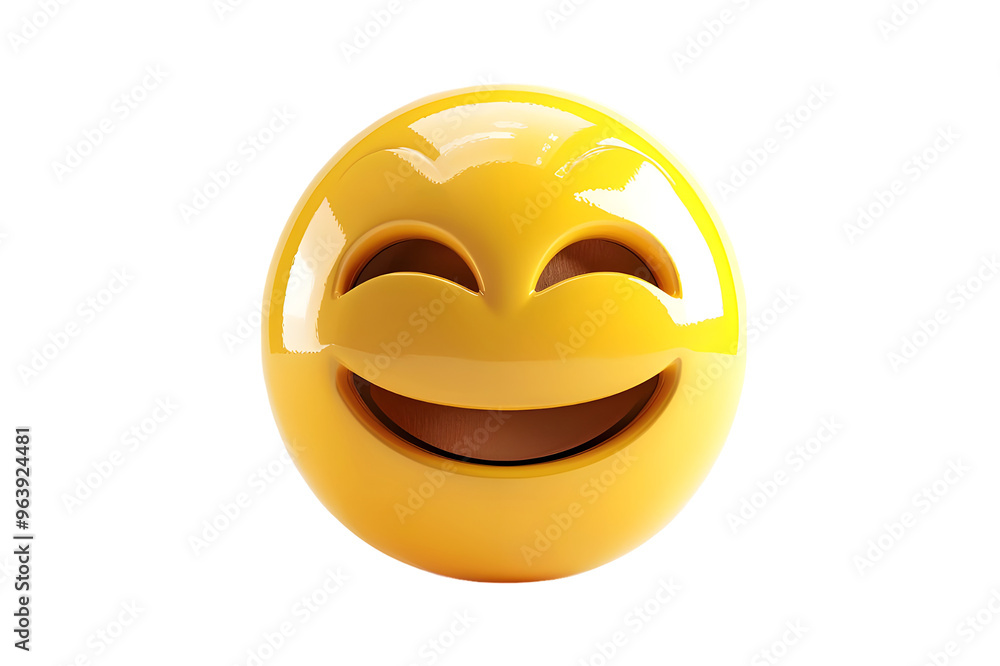 Fototapeta premium Happy emoji emoticon 3D render. Isolated on transparent background