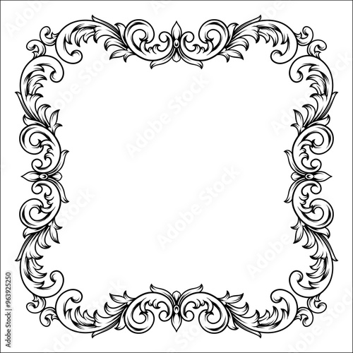 luxury black and white ornamental classic vector engraved frame