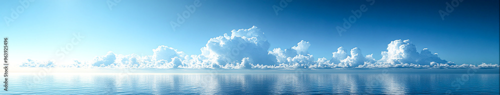Serene Horizon with Clear Blue Sky and Minimalistic Clouds Serene Horizon with Clear Blue Sky and Minimalistic Clouds