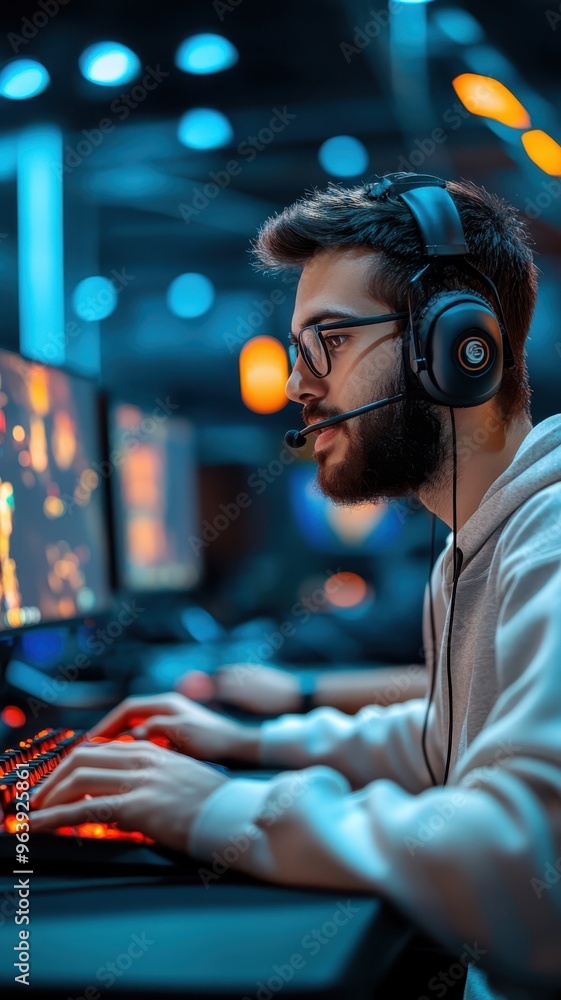 Muslim people in a video game tournament, diverse setup, high energy, competitive. Muslim people in a video game tournament, diverse setup, high energy, competitive.