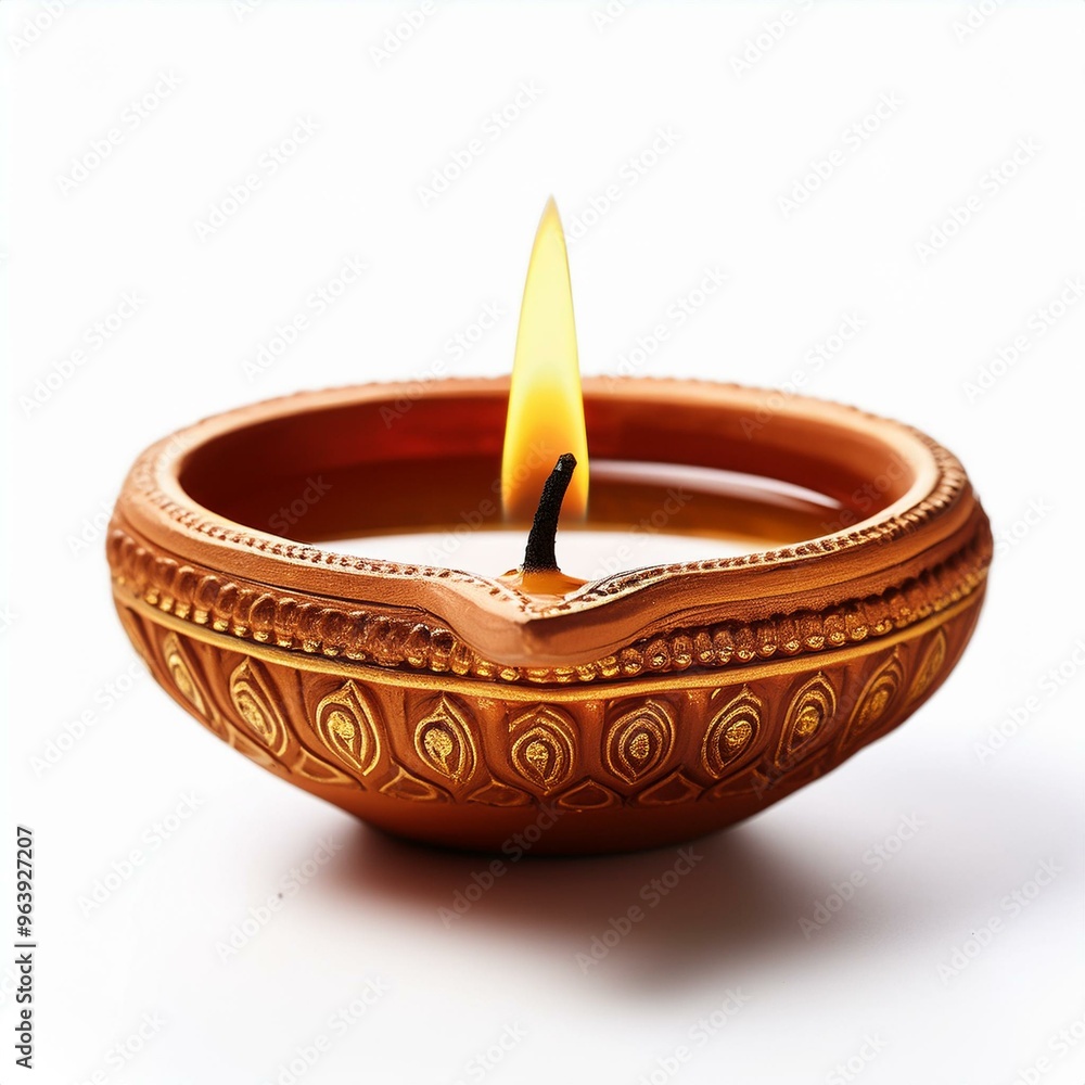 Indian festival happy Diwali oil lamp or diya on white background Indian festival happy Diwali oil lamp or diya on white background