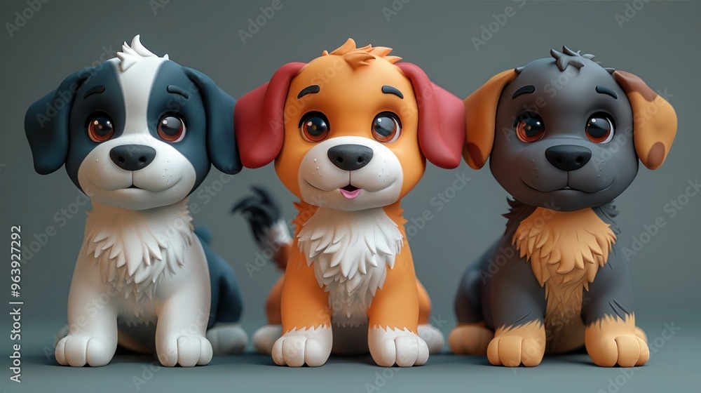 Obraz premium Cute Cartoon Dog Vector Set with Multiple Elements - Perfect for Pet Lovers and Animal Enthusiasts