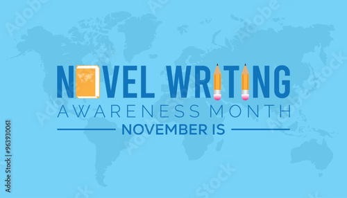 National Novel Writing awareness month is observed every year on November 10. Holydays Awareness concept. background, placard, banner template Vector illustration design.
