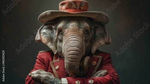 Isolated Red Republican Party Elephant Wearing Uncle Sam Hat - GOP Symbol photo