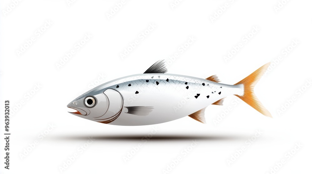 Fototapeta premium A realistic illustration of a fish with a silver body and distinctive markings