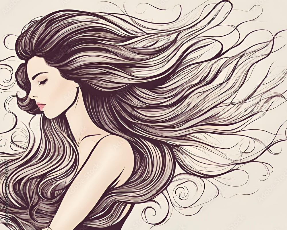 Beautiful hair woman background with slick lines Beautiful hair woman background with slick lines