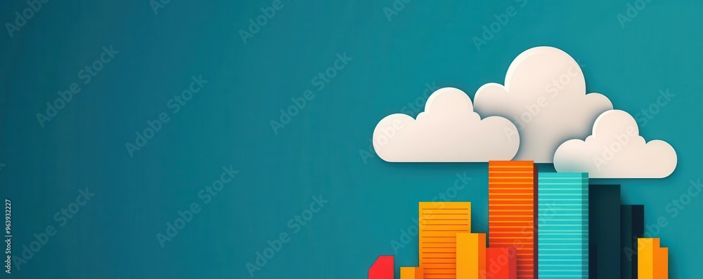 Cloud infrastructure as a service IaaS, flexible solutions, flat design illustration