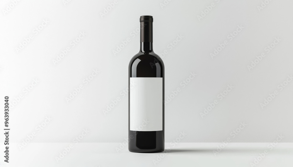 A simple, elegant wine bottle with a blank label, emphasizing minimalism and potential for customization. A simple, elegant wine bottle with a blank label, emphasizing minimalism and potential for customization.
