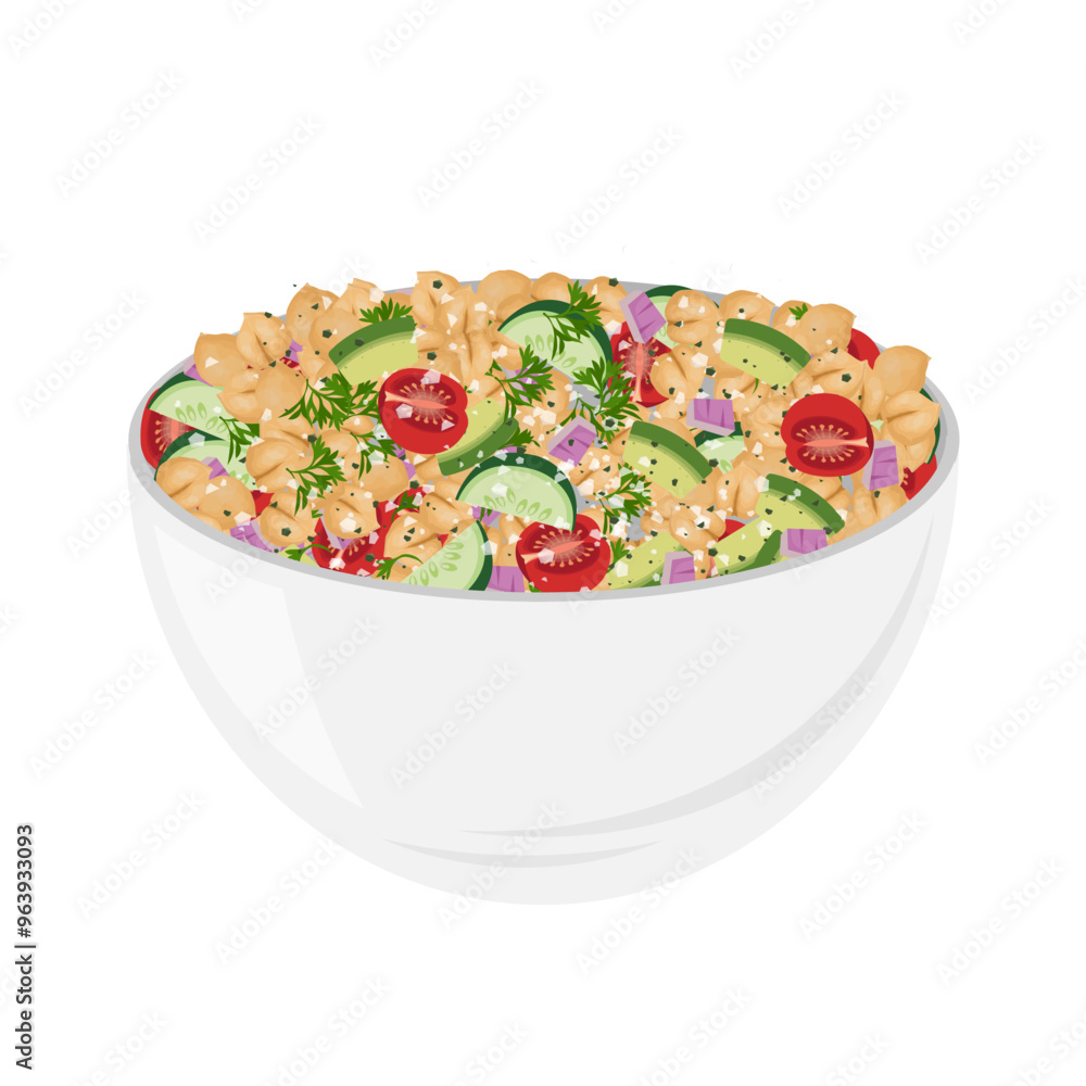 Vector Illustration Logo Clipart chickpea salad on a bowl Vector Illustration Logo Clipart chickpea salad on a bowl