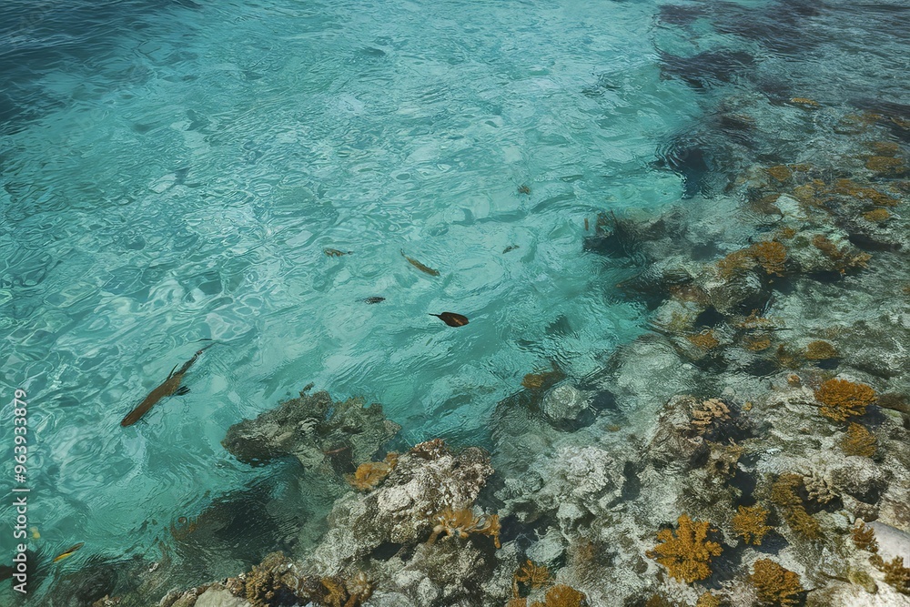 view of a vast, clear ocean with a flawless water texture view of a vast, clear ocean with a flawless water texture