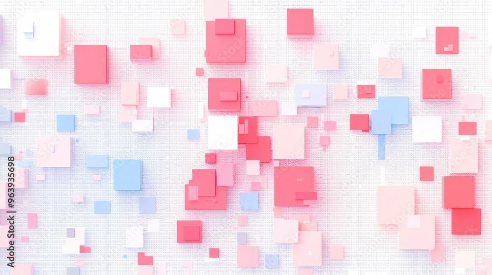 Abstract Geometric Shapes  Pink  Blue  White  Background