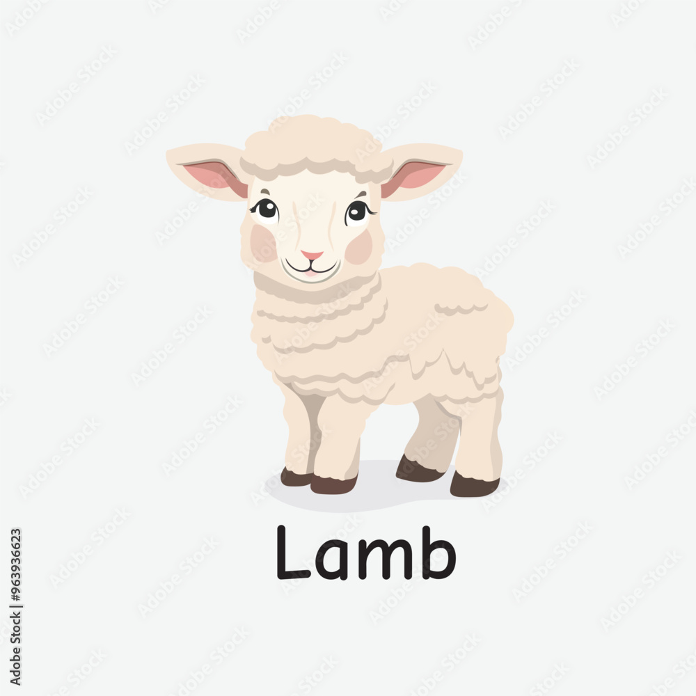 Lamb Cartoon Vector Illustration for Kids Learning, Posters, Cards, and Sublimation Prints on White Background Lamb Cartoon Vector Illustration for Kids Learning, Posters, Cards, and Sublimation Prints on White Background