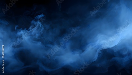 smoky blue background, abstract smoke on black; banner for advertising