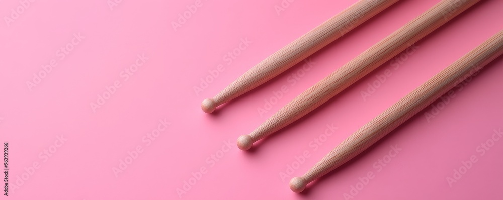 Playful and Vibrant Collection of 31 Realistic Drumsticks on Pink Background for Text Overlays Playful and Vibrant Collection of 31 Realistic Drumsticks on Pink Background for Text Overlays