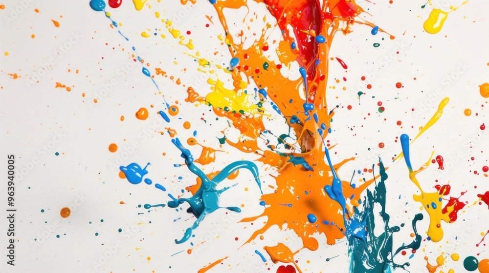 Colorful paint splashes on white background. Colorful paint splashes on white background.