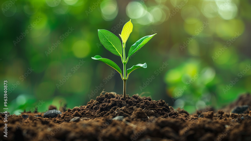 Young plant growing from a pile of coins in a natural setting, symbolizing financial growth and sustainability... Young plant growing from a pile of coins in a natural setting, symbolizing financial growth and sustainability...